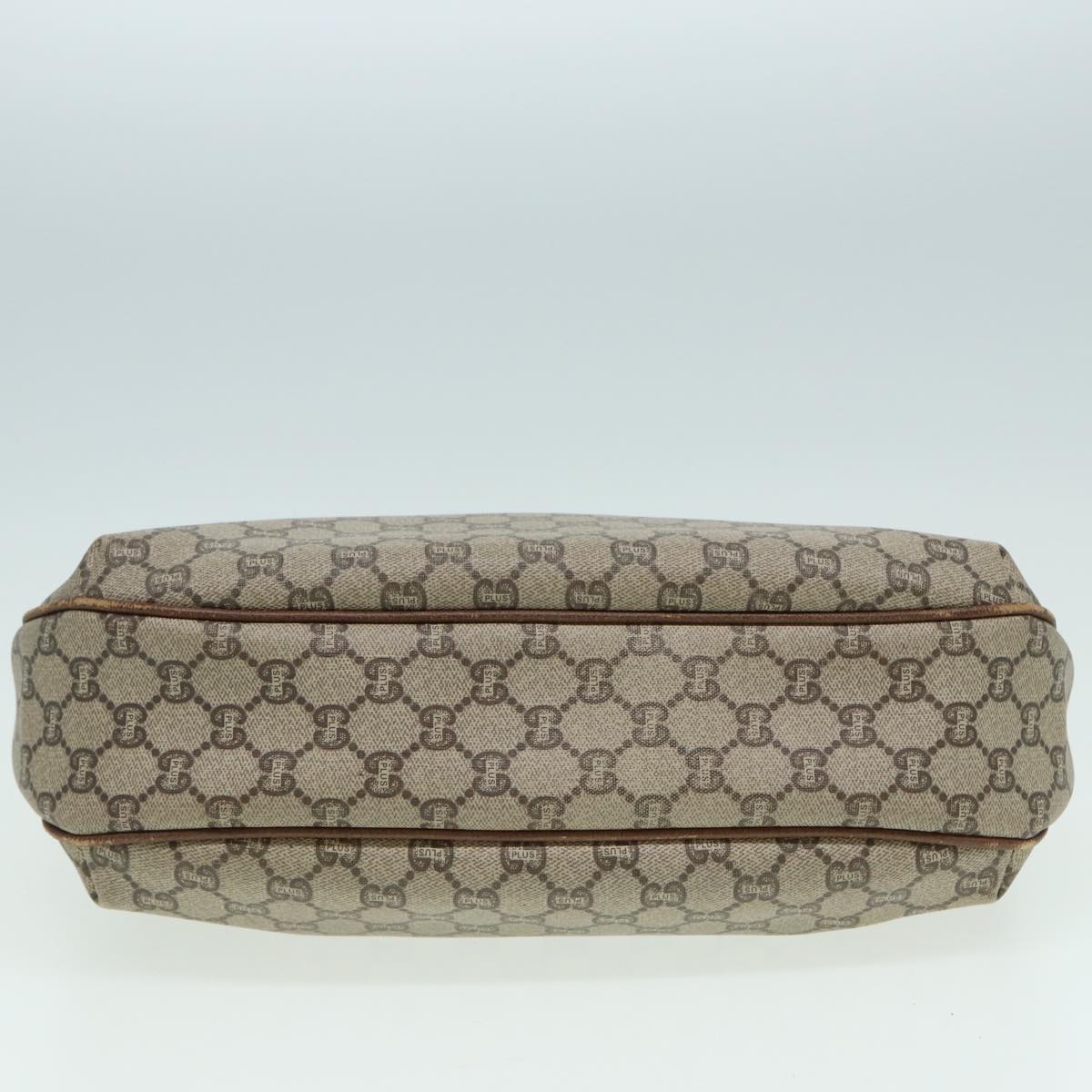 GUCCI GG PLUS Canvas Shoulder Bag PVC Leather Beige th5152