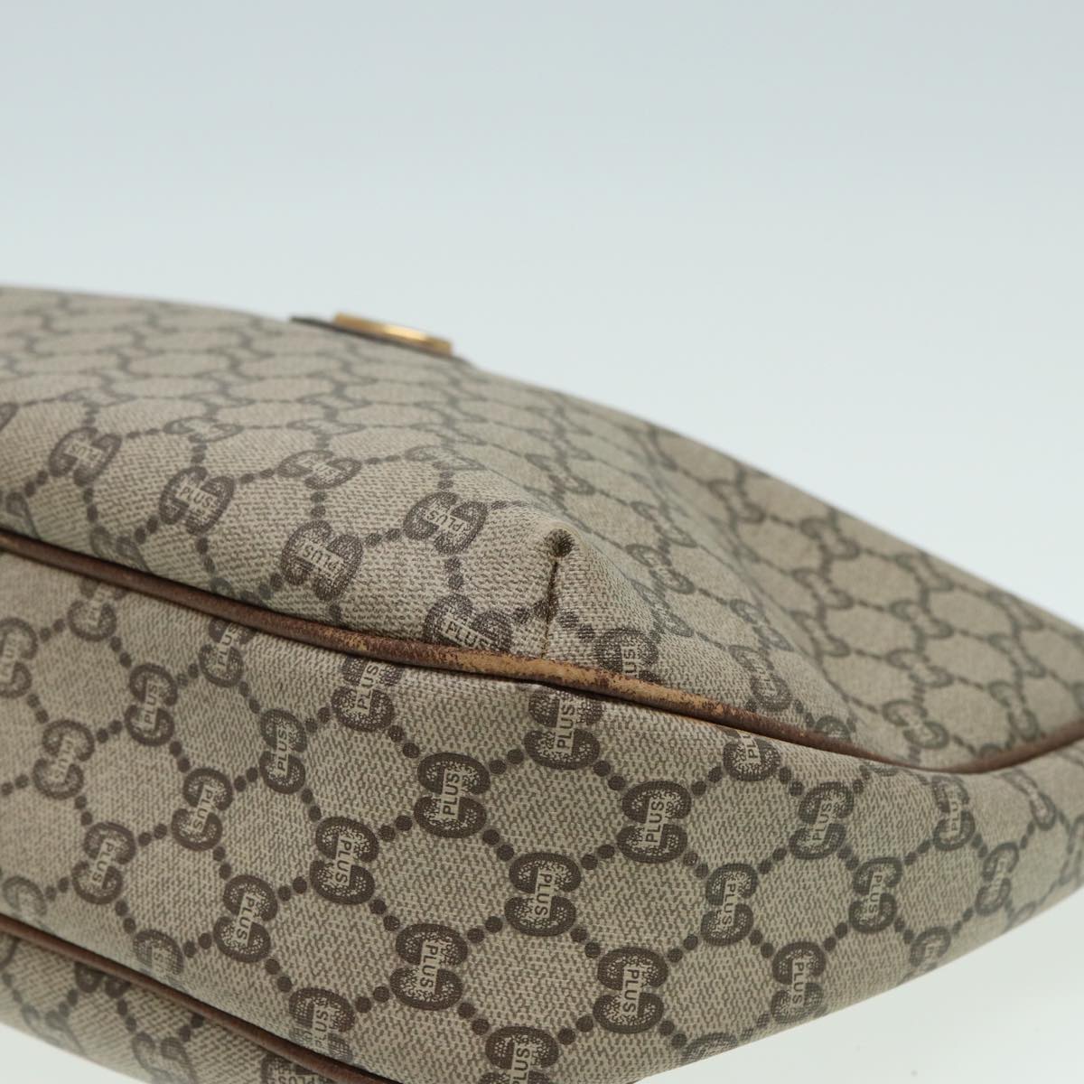 GUCCI GG PLUS Canvas Shoulder Bag PVC Leather Beige th5152