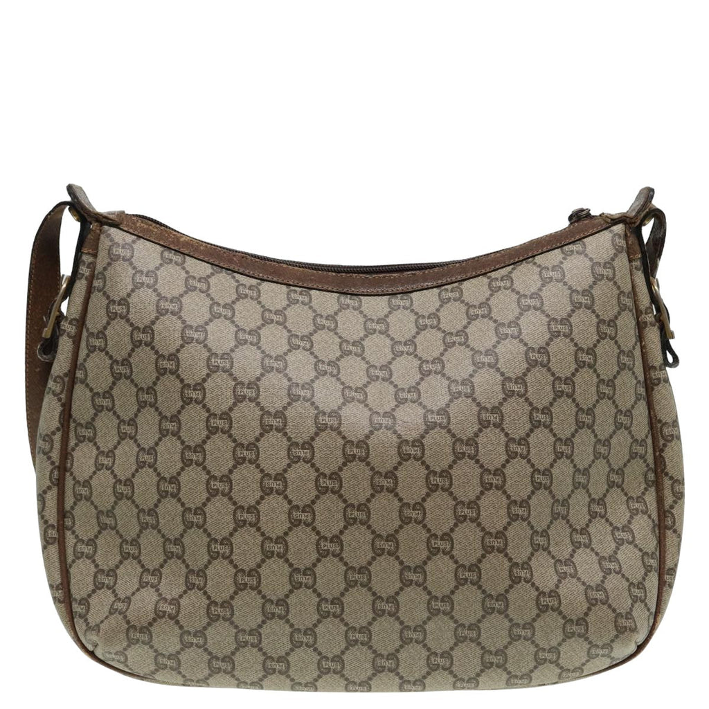 GUCCI GG PLUS Canvas Shoulder Bag PVC Leather Beige th5152