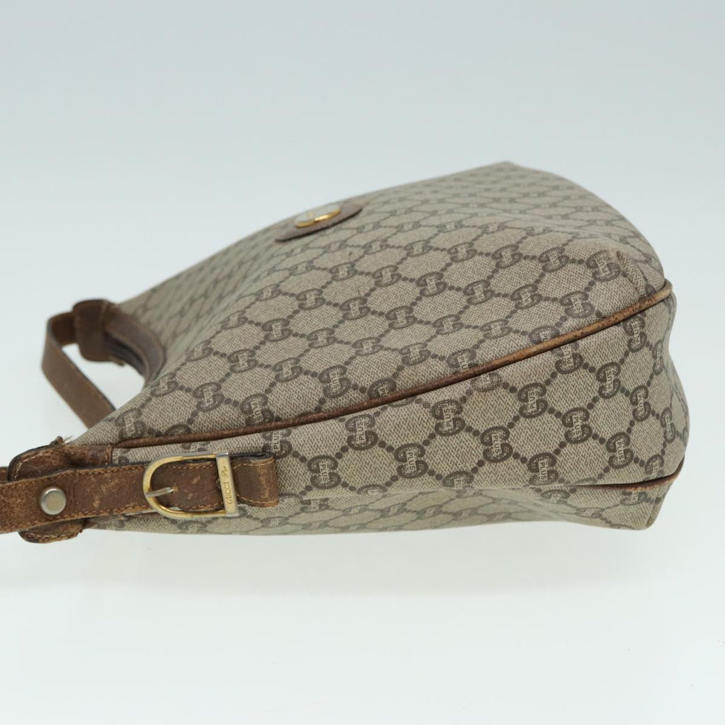 GUCCI GG PLUS Canvas Shoulder Bag PVC Leather Beige th5152