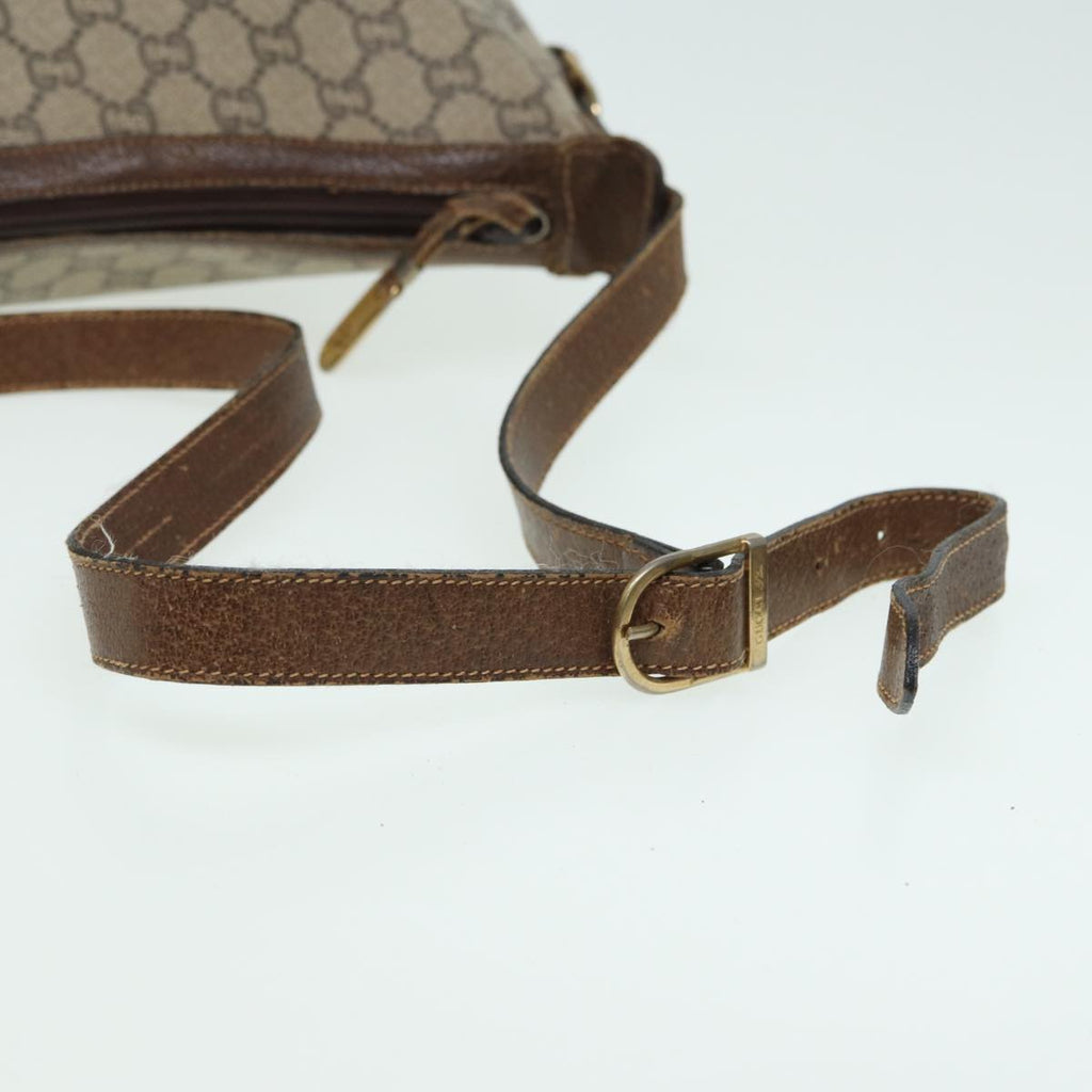 GUCCI GG PLUS Canvas Shoulder Bag PVC Leather Beige th5152