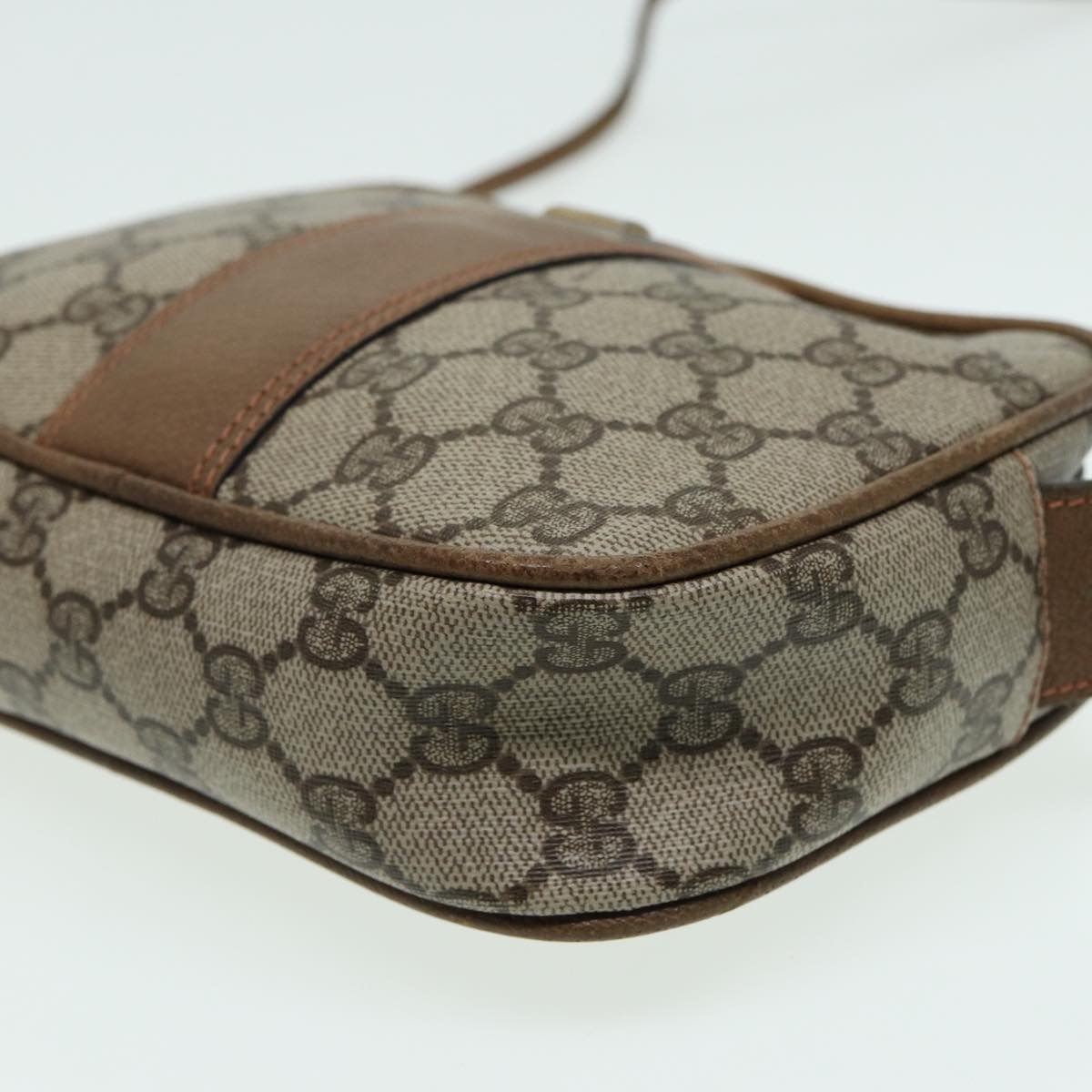 GUCCI GG Canvas Shoulder Bag PVC Leather Beige th5161