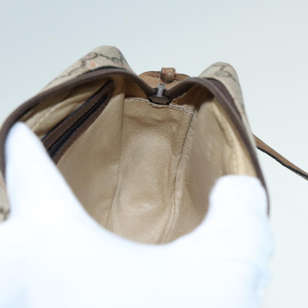 GUCCI GG Canvas Shoulder Bag PVC Leather Beige th5161