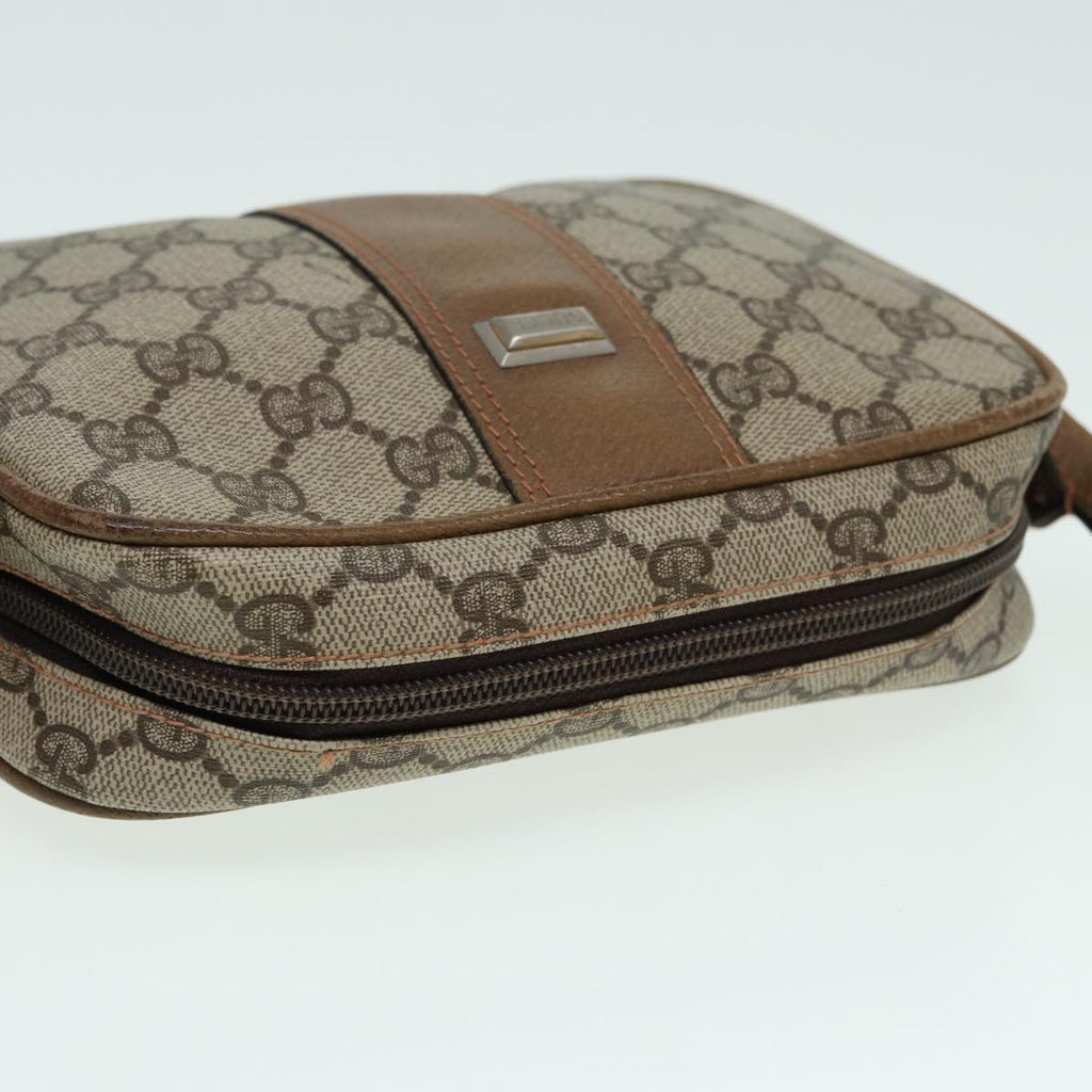 GUCCI GG Canvas Shoulder Bag PVC Leather Beige th5161