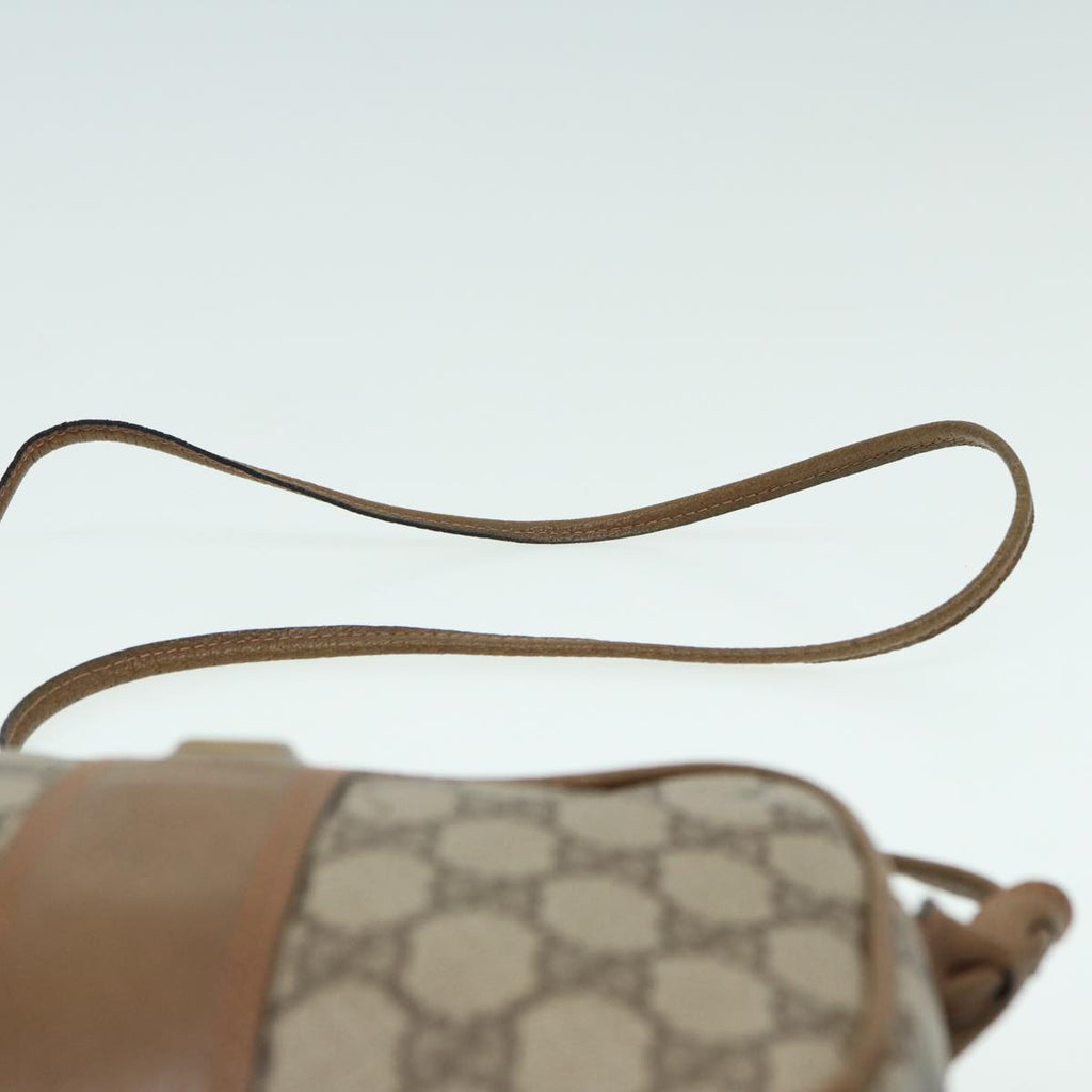GUCCI GG Canvas Shoulder Bag PVC Leather Beige th5161