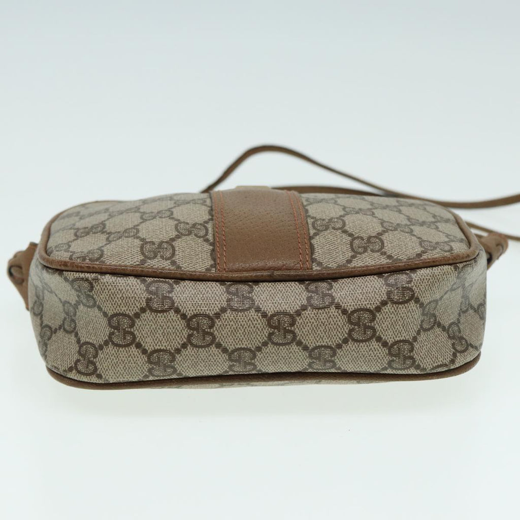 GUCCI GG Canvas Shoulder Bag PVC Leather Beige th5161