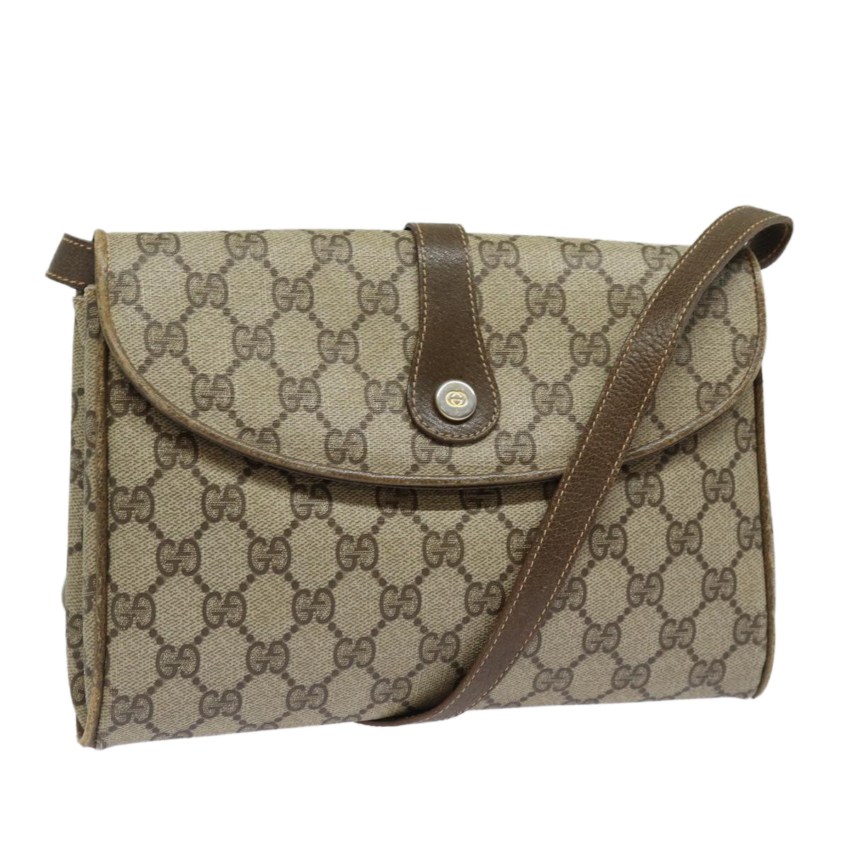 GUCCI GG Supreme Shoulder Bag PVC Beige th5163