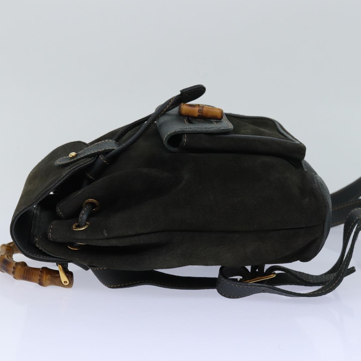 GUCCI Bamboo Backpack Suede Khaki 003 1705 0030 th5168
