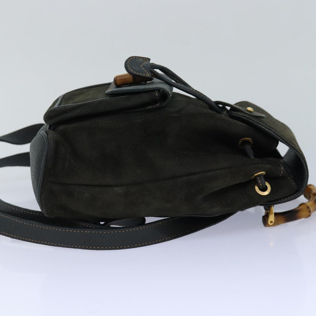 GUCCI Bamboo Backpack Suede Khaki 003 1705 0030 th5168