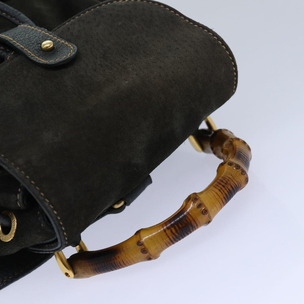 GUCCI Bamboo Backpack Suede Khaki 003 1705 0030 th5168