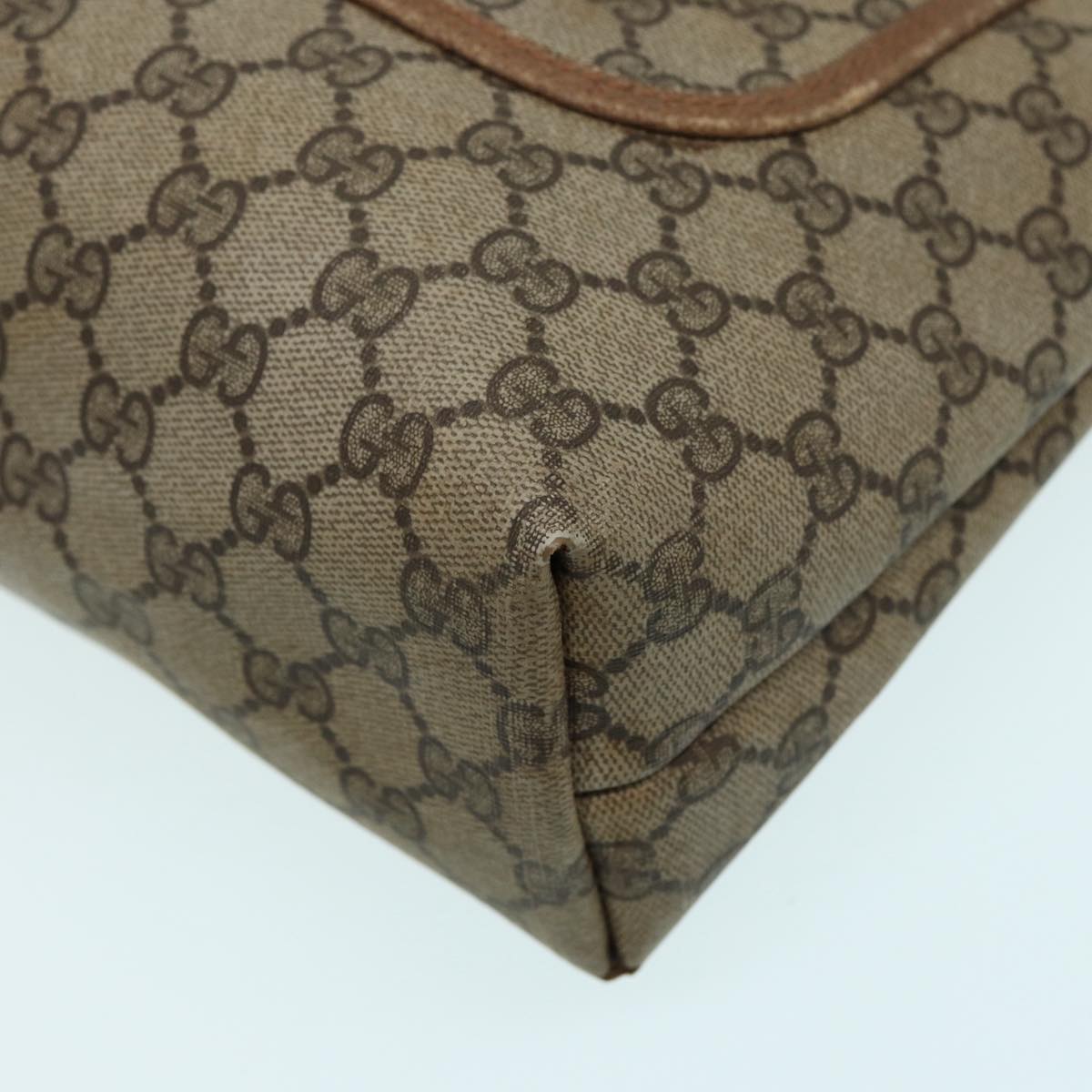 GUCCI GG Supreme Web Sherry Line Tote Bag PVC Beige Red 39 02 003 th5169