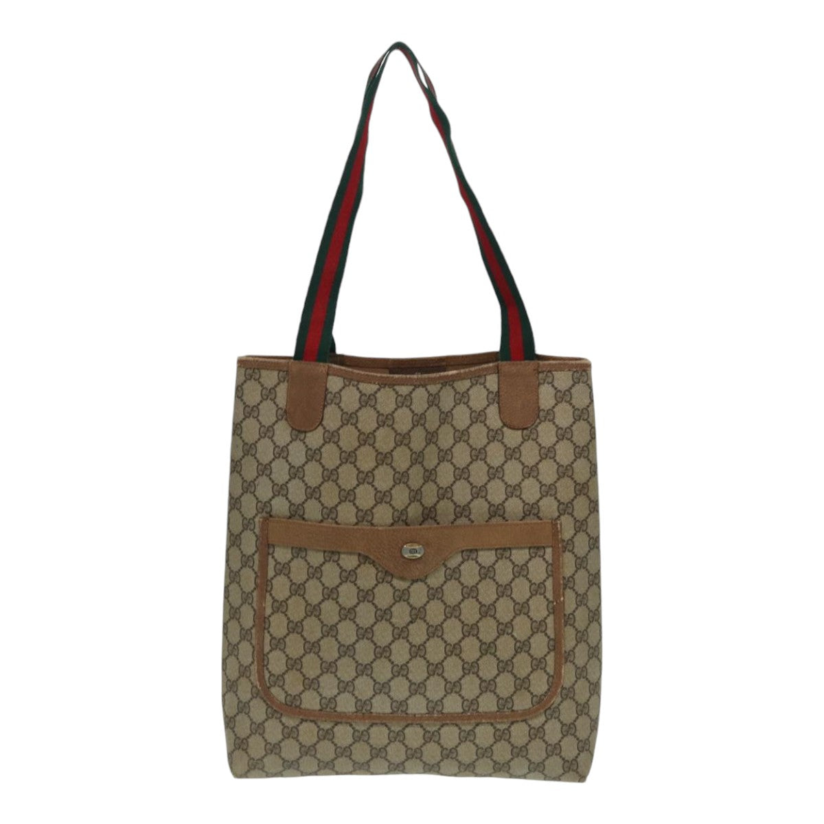 GUCCI GG Supreme Web Sherry Line Tote Bag PVC Beige Red 39 02 003 th5169