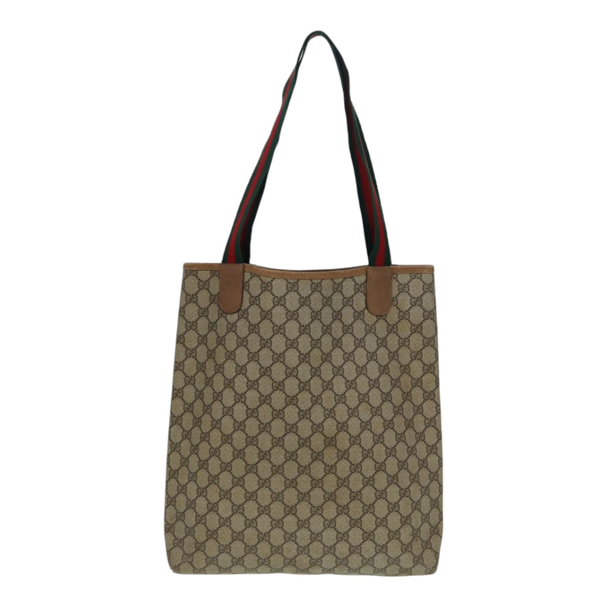 GUCCI GG Supreme Web Sherry Line Tote Bag PVC Beige Red 39 02 003 th5169