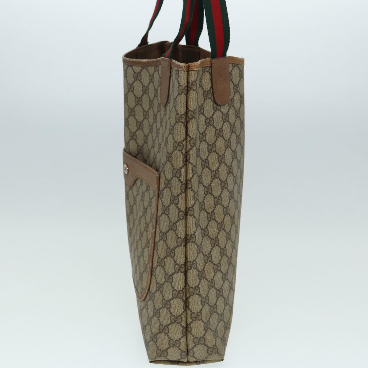 GUCCI GG Supreme Web Sherry Line Tote Bag PVC Beige Red 39 02 003 th5169