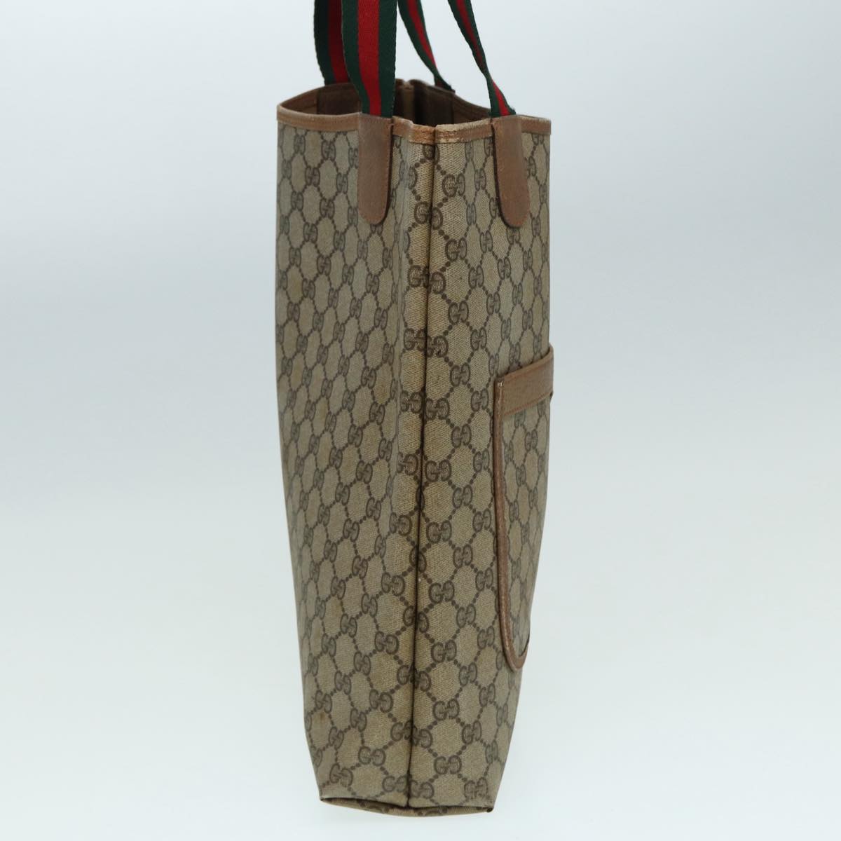 GUCCI GG Supreme Web Sherry Line Tote Bag PVC Beige Red 39 02 003 th5169