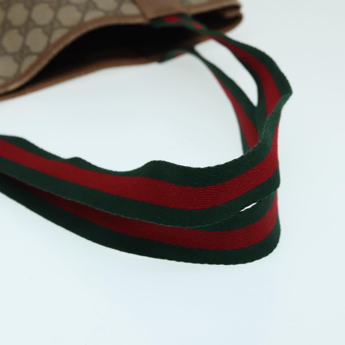 GUCCI GG Supreme Web Sherry Line Tote Bag PVC Beige Red 39 02 003 th5169