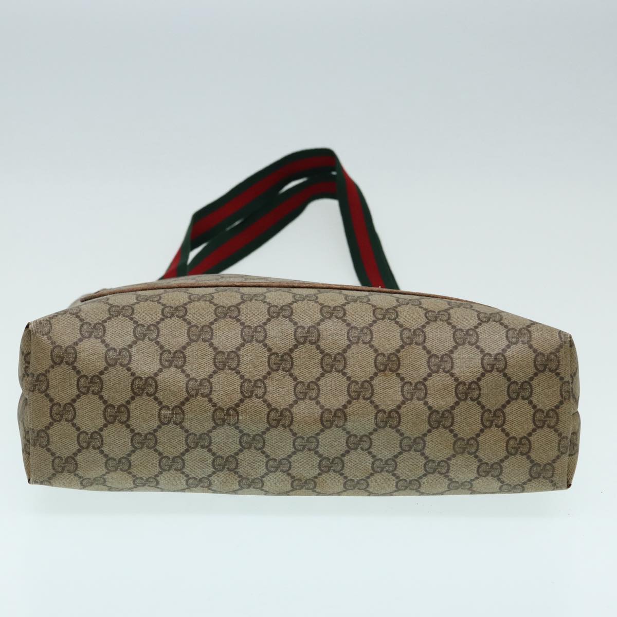 GUCCI GG Supreme Web Sherry Line Tote Bag PVC Beige Red 39 02 003 th5169