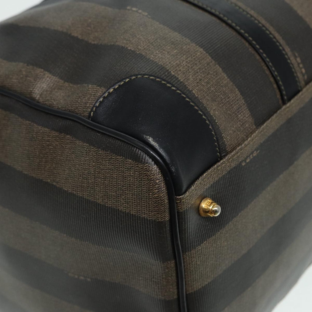 FENDI Pecan Canvas Boston Bag Brown Black th5173