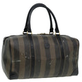 FENDI Pecan Canvas Boston Bag Brown Black th5173