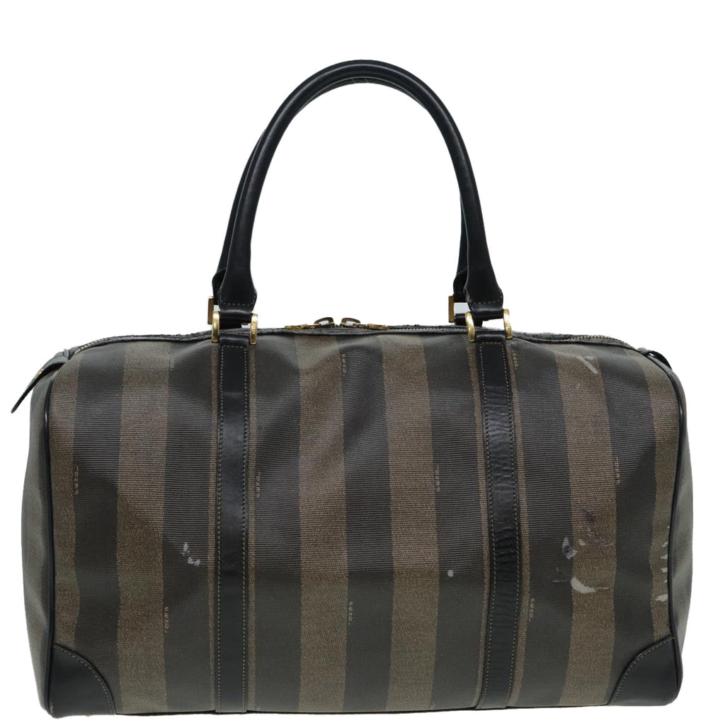 FENDI Pecan Canvas Boston Bag Brown Black th5173