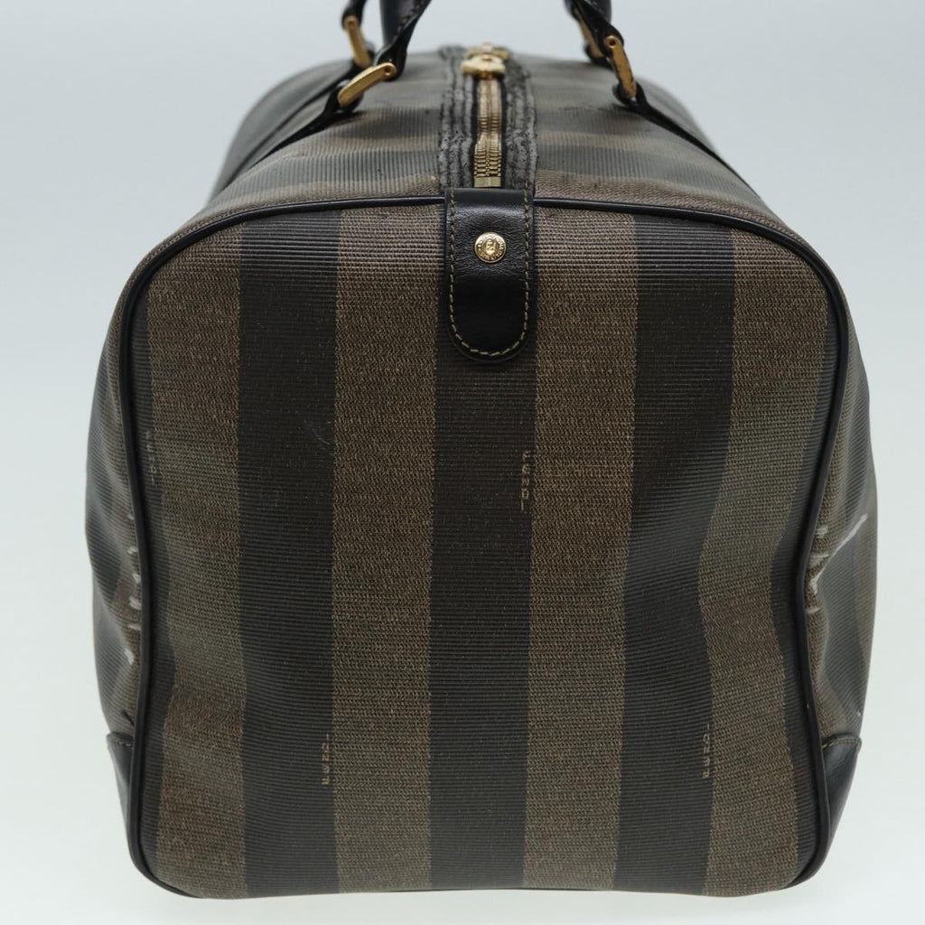 FENDI Pecan Canvas Boston Bag Brown Black th5173