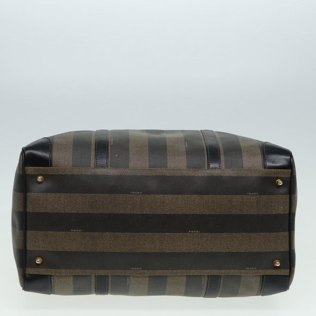 FENDI Pecan Canvas Boston Bag Brown Black th5173