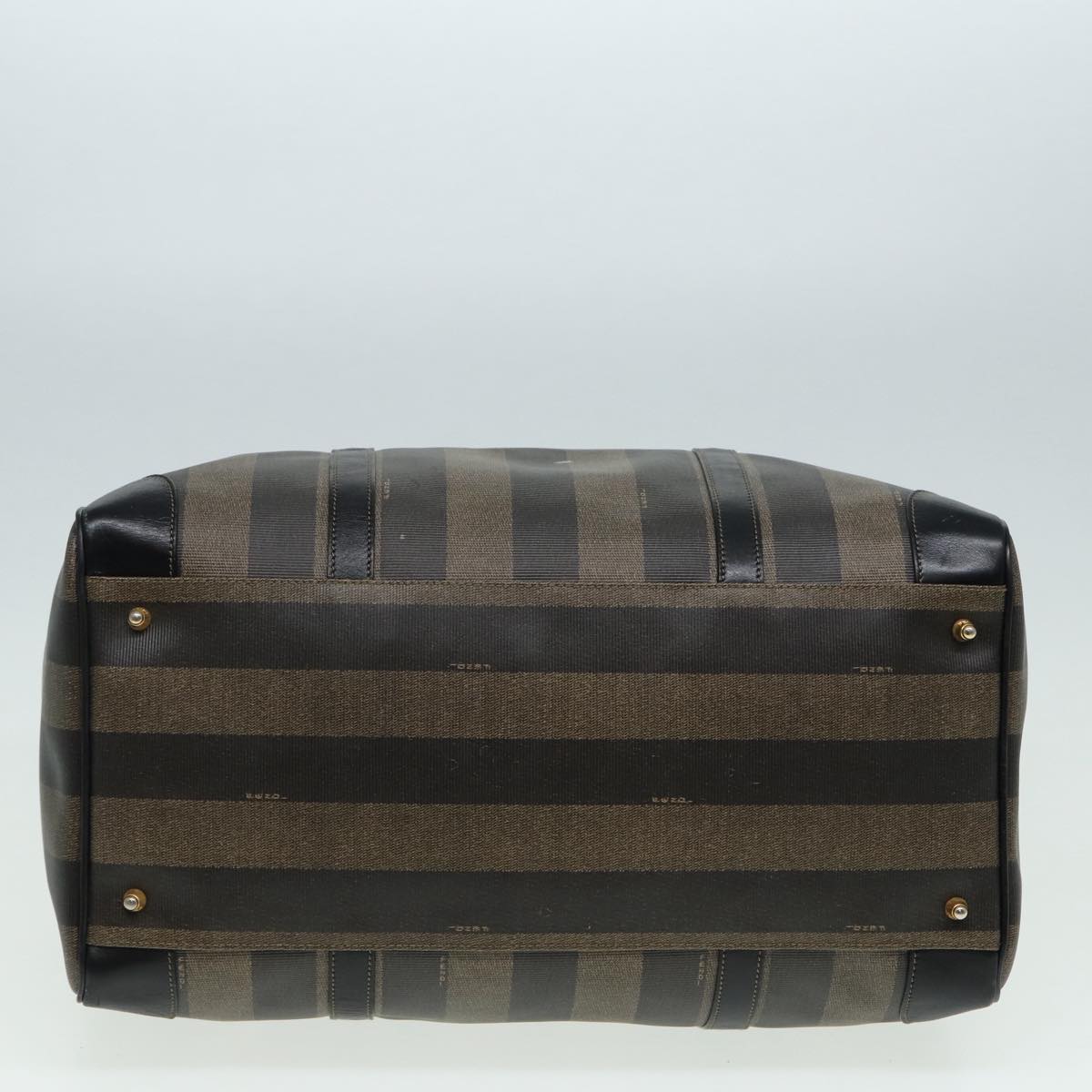 FENDI Pecan Canvas Boston Bag Brown Black th5173