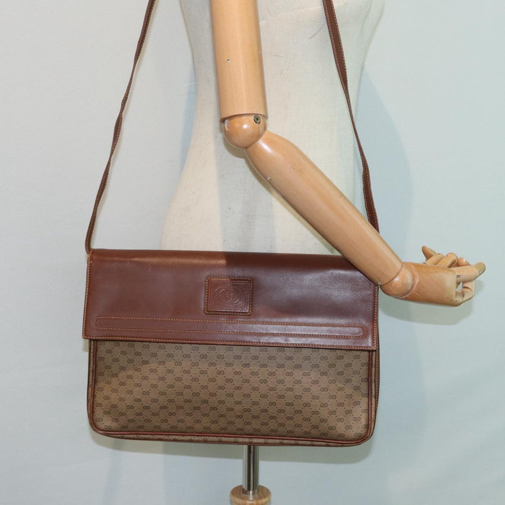 GUCCI Micro GG Supreme Shoulder Bag PVC Brown Beige 004 112 0158 th5194