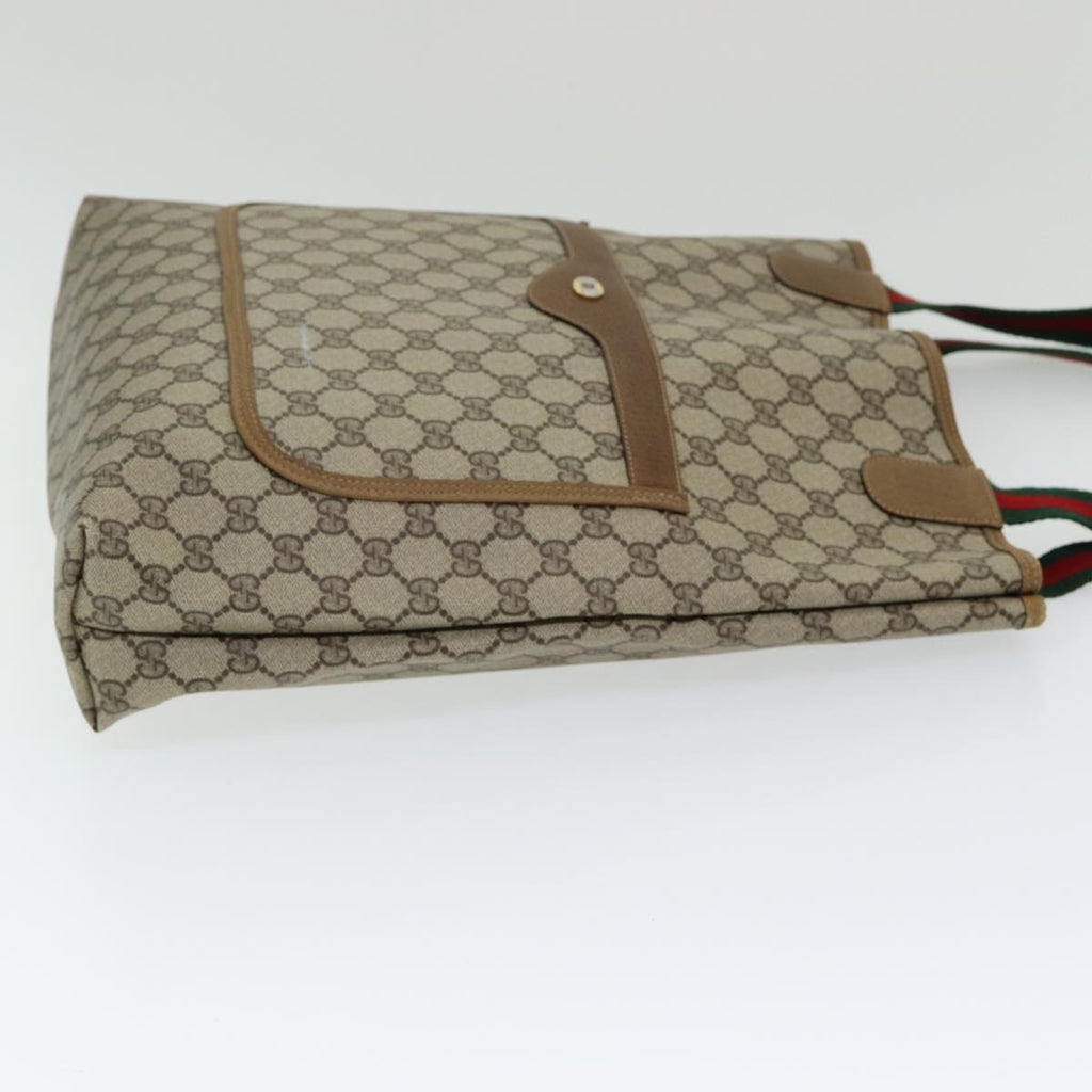 GUCCI GG Supreme Web Sherry Line Tote Bag PVC Beige Red 39 02 003 th5206