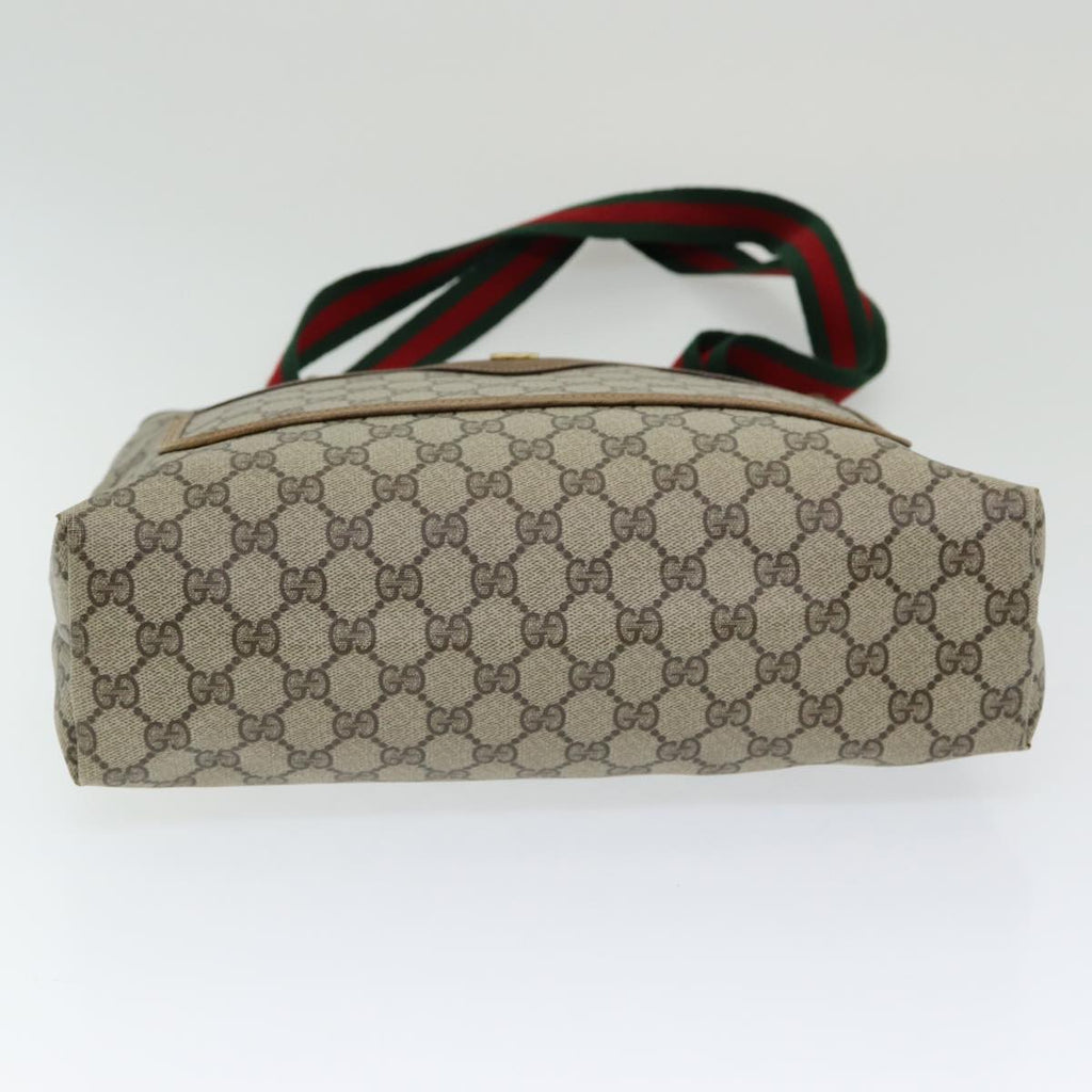 GUCCI GG Supreme Web Sherry Line Tote Bag PVC Beige Red 39 02 003 th5206