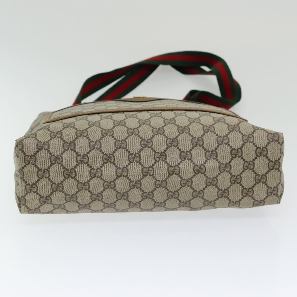 GUCCI GG Supreme Web Sherry Line Tote Bag PVC Beige Red 39 02 003 th5206