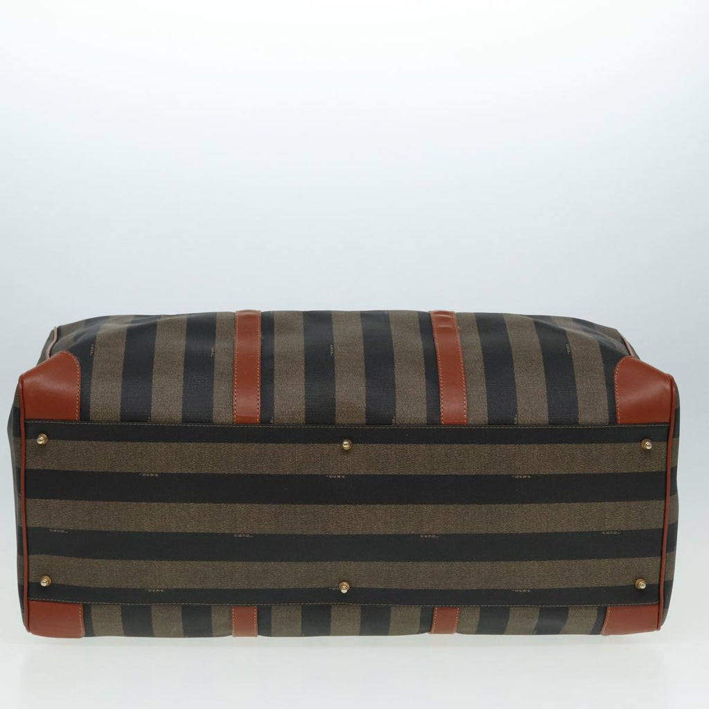 FENDI Pecan Canvas Boston Bag 2way Brown Black th5207