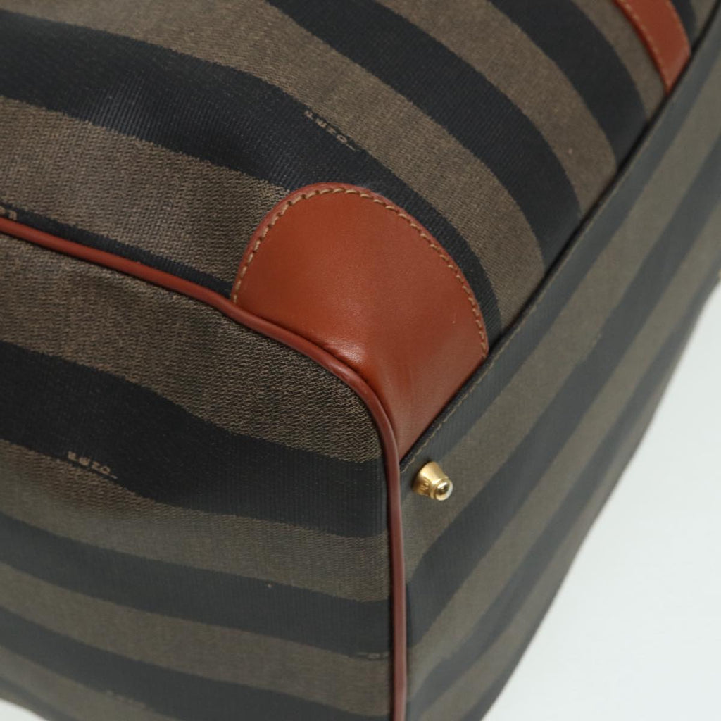 FENDI Pecan Canvas Boston Bag 2way Brown Black th5207