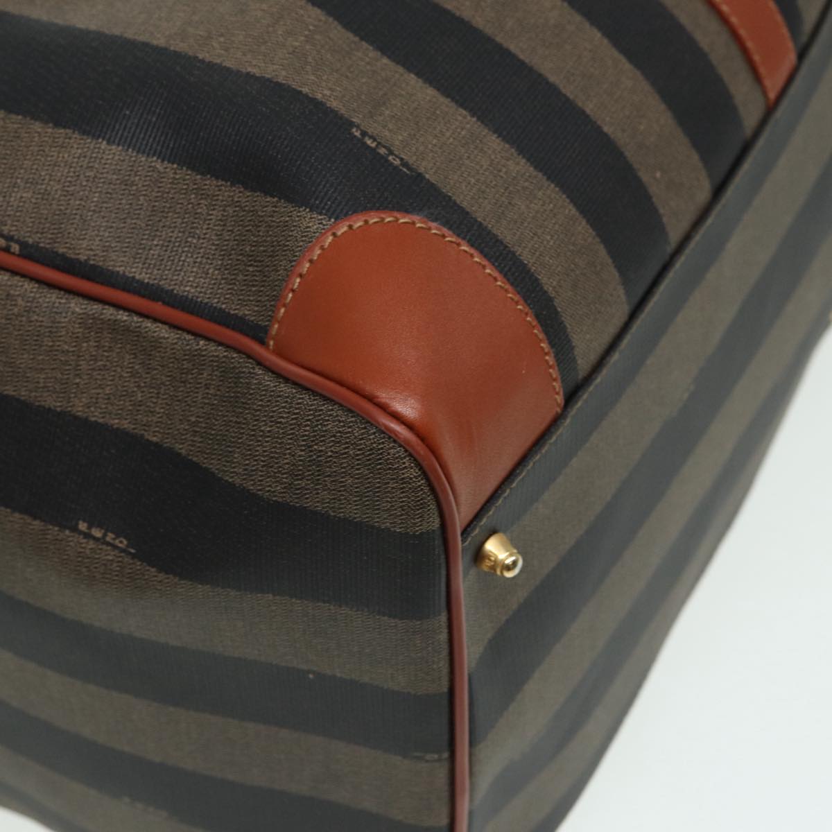FENDI Pecan Canvas Boston Bag 2way Brown Black th5207
