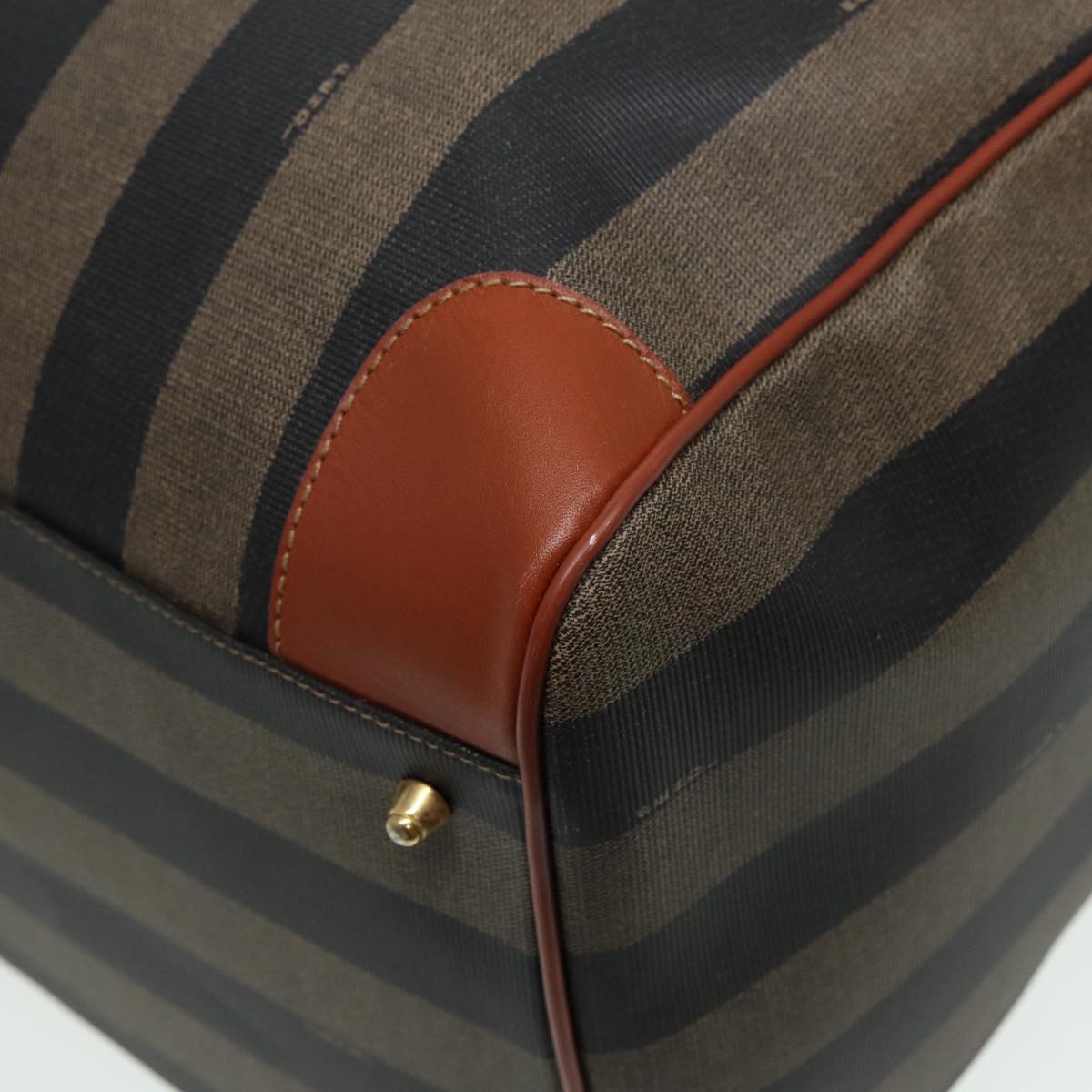 FENDI Pecan Canvas Boston Bag 2way Brown Black th5207