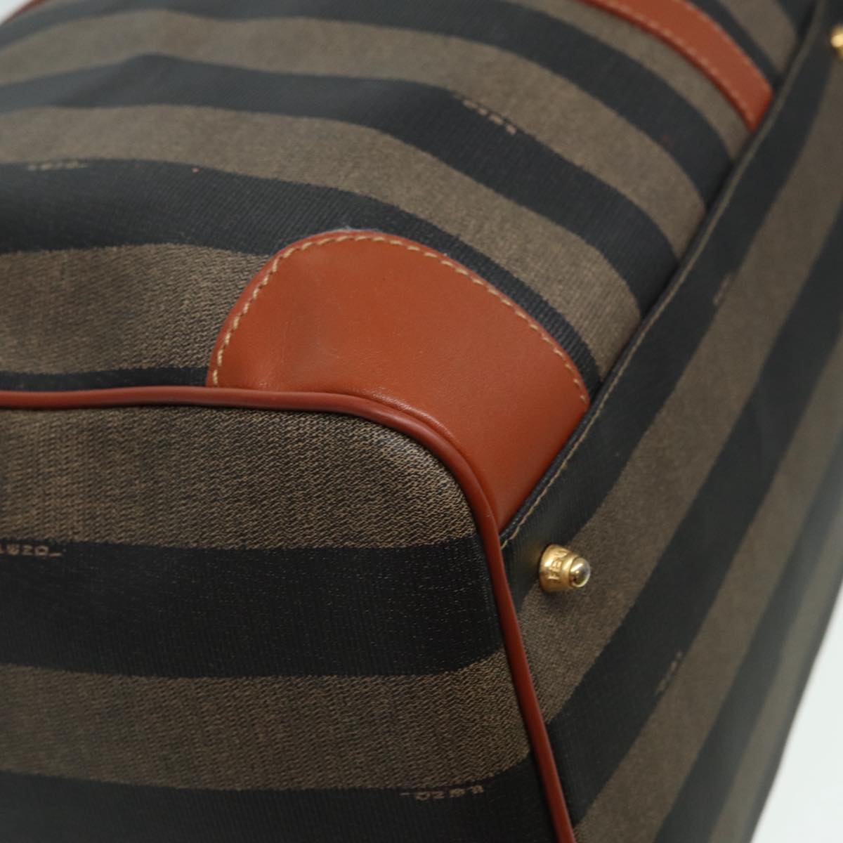 FENDI Pecan Canvas Boston Bag 2way Brown Black th5207