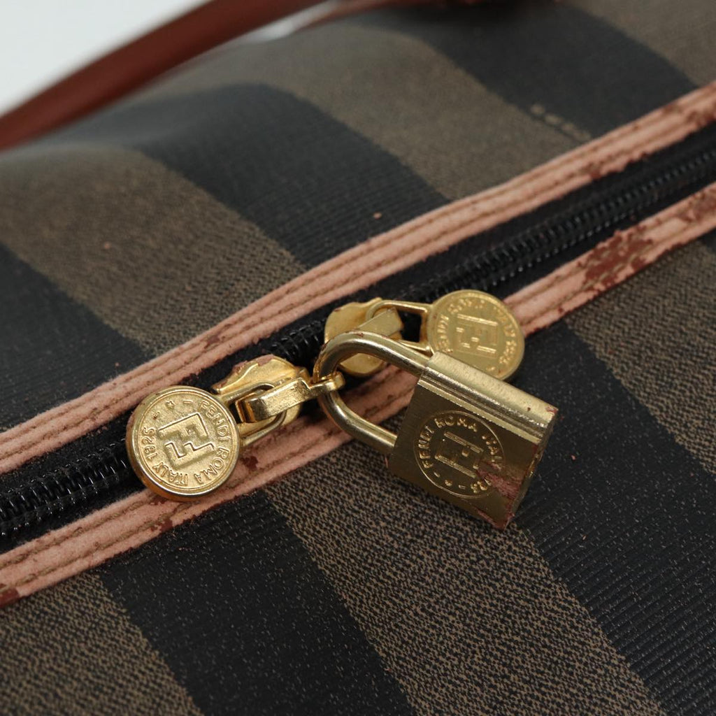 FENDI Pecan Canvas Boston Bag 2way Brown Black th5207