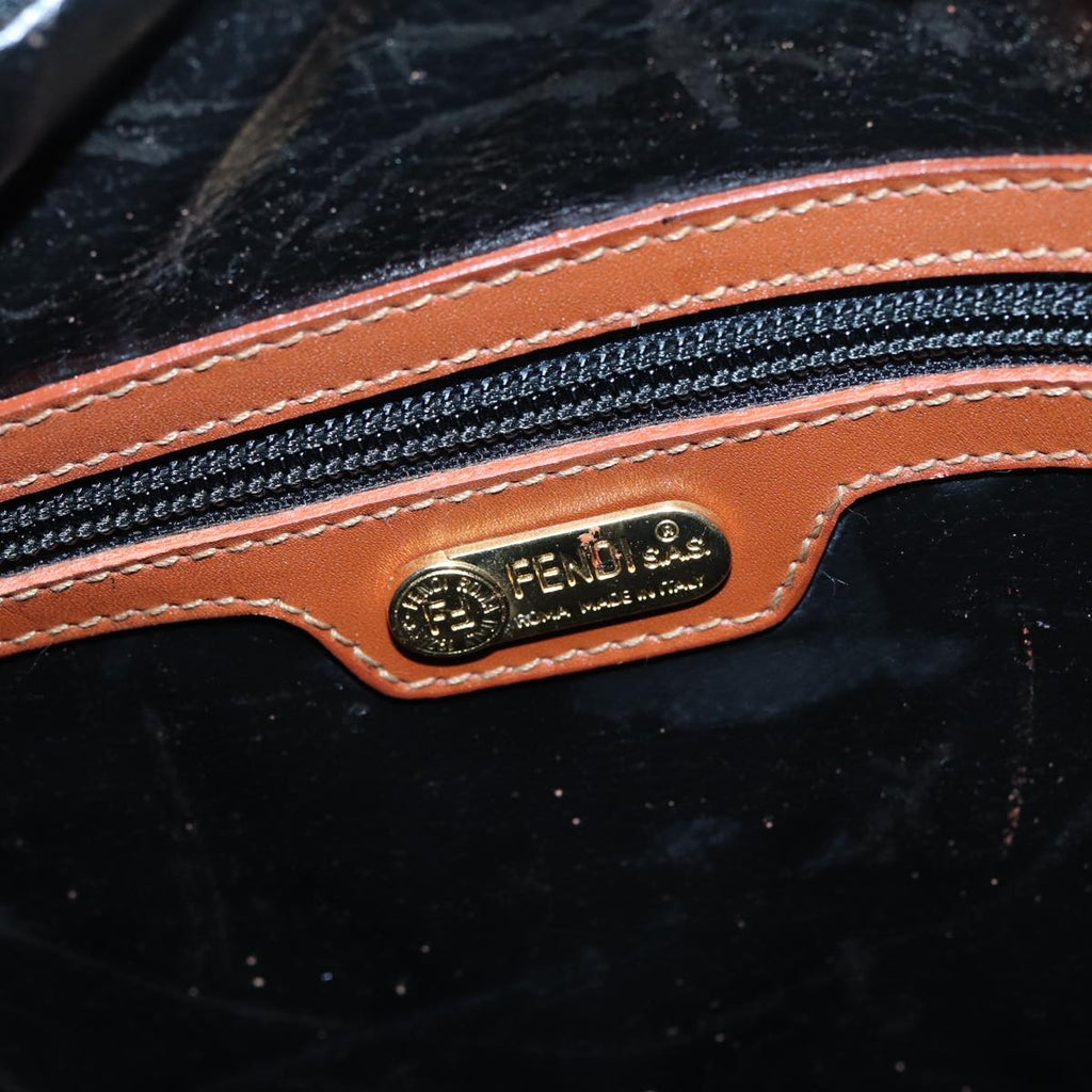 FENDI Pecan Canvas Boston Bag 2way Brown Black th5207