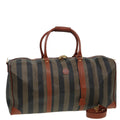 FENDI Pecan Canvas Boston Bag 2way Brown Black th5207