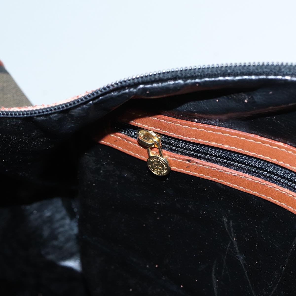 FENDI Pecan Canvas Boston Bag 2way Brown Black th5207