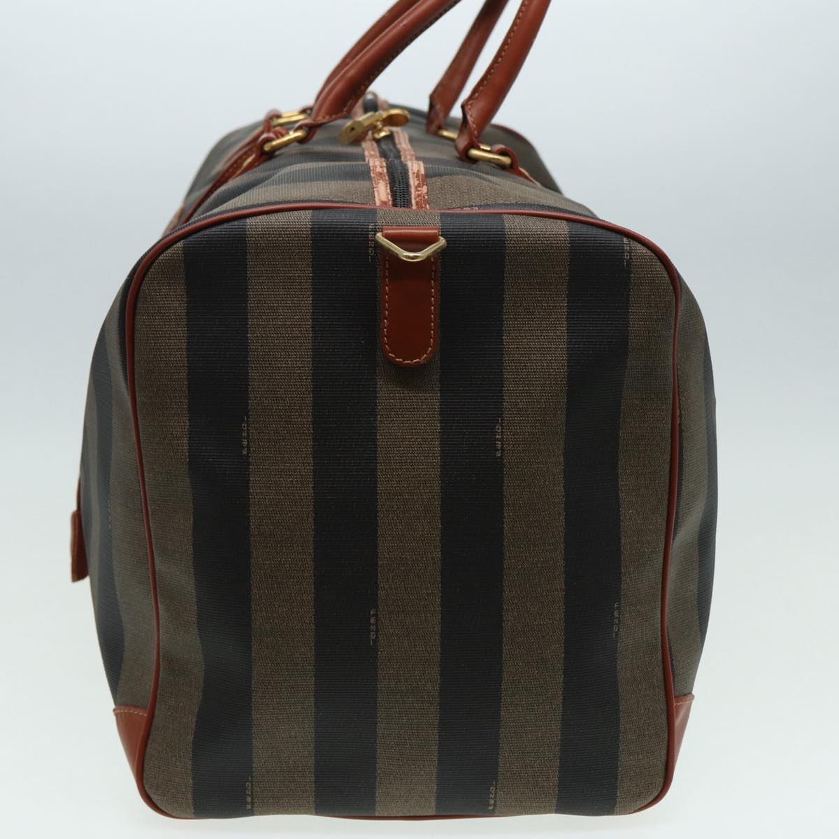 FENDI Pecan Canvas Boston Bag 2way Brown Black th5207