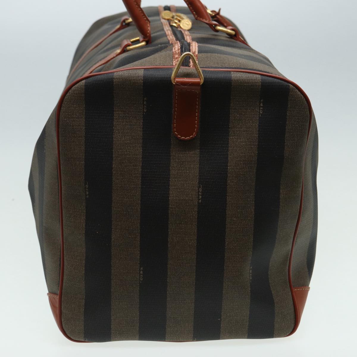 FENDI Pecan Canvas Boston Bag 2way Brown Black th5207