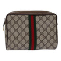 GUCCI GG Supreme Web Sherry Line Clutch Bag PVC Beige 98 73 014 3553 th5210