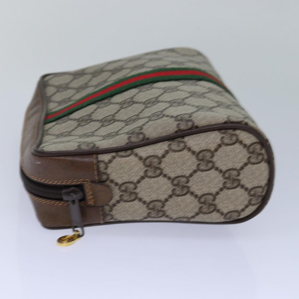 GUCCI GG Supreme Web Sherry Line Clutch Bag PVC Beige 98 73 014 3553 th5210
