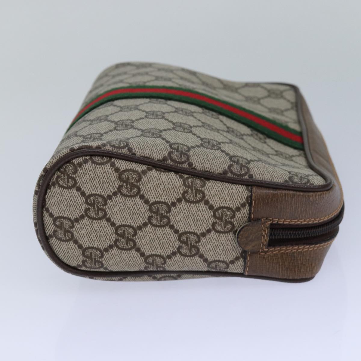 GUCCI GG Supreme Web Sherry Line Clutch Bag PVC Beige 98 73 014 3553 th5210