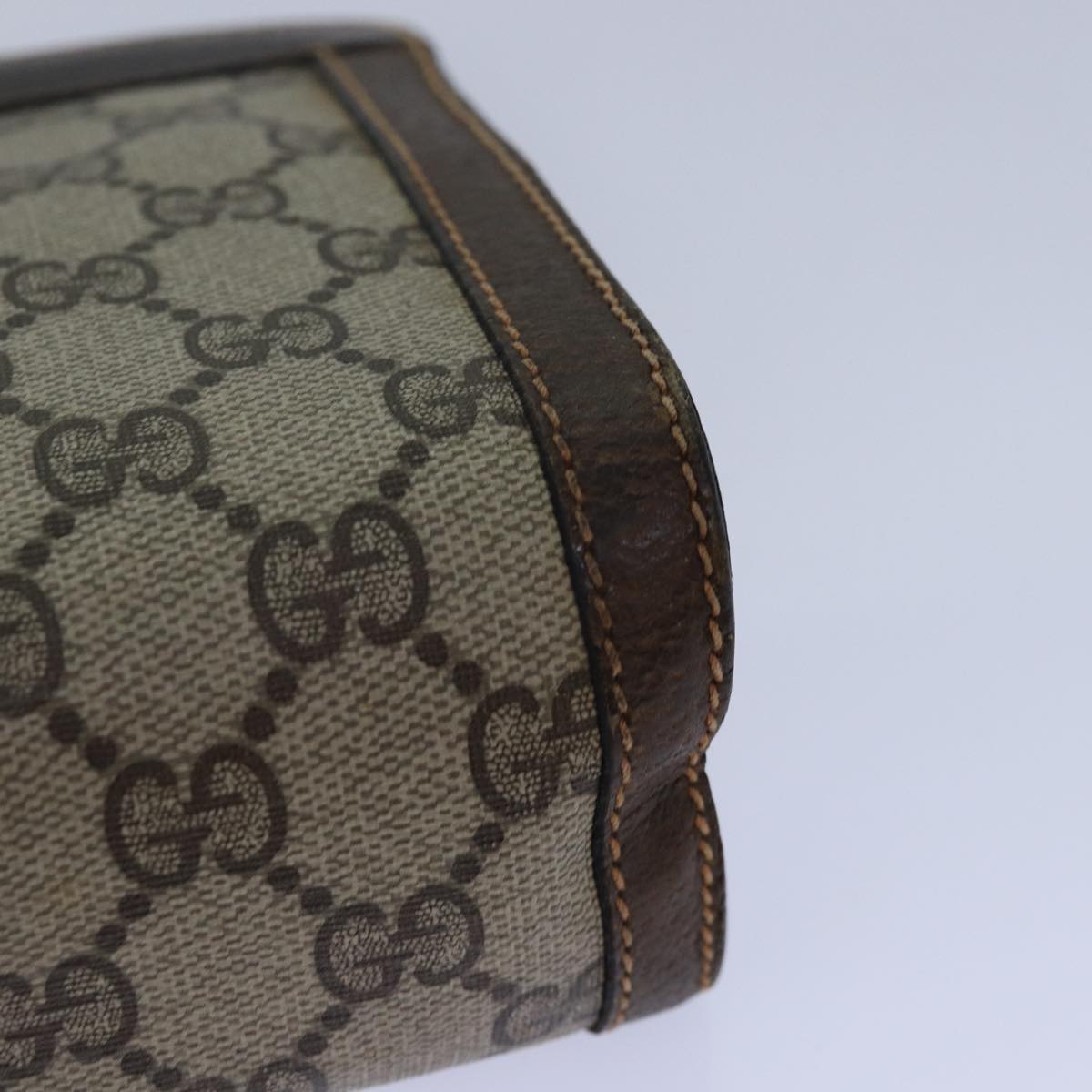 GUCCI GG Supreme Web Sherry Line Clutch Bag PVC Beige Red 84 01 001 th5211
