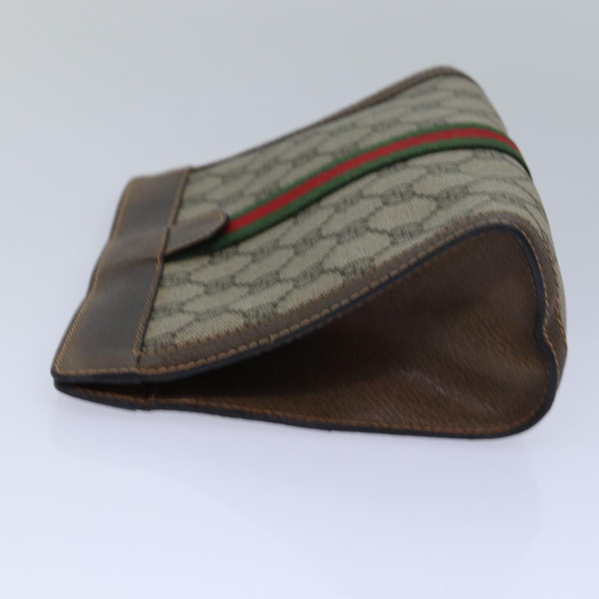 GUCCI GG Supreme Web Sherry Line Clutch Bag PVC Beige Red 84 01 001 th5211