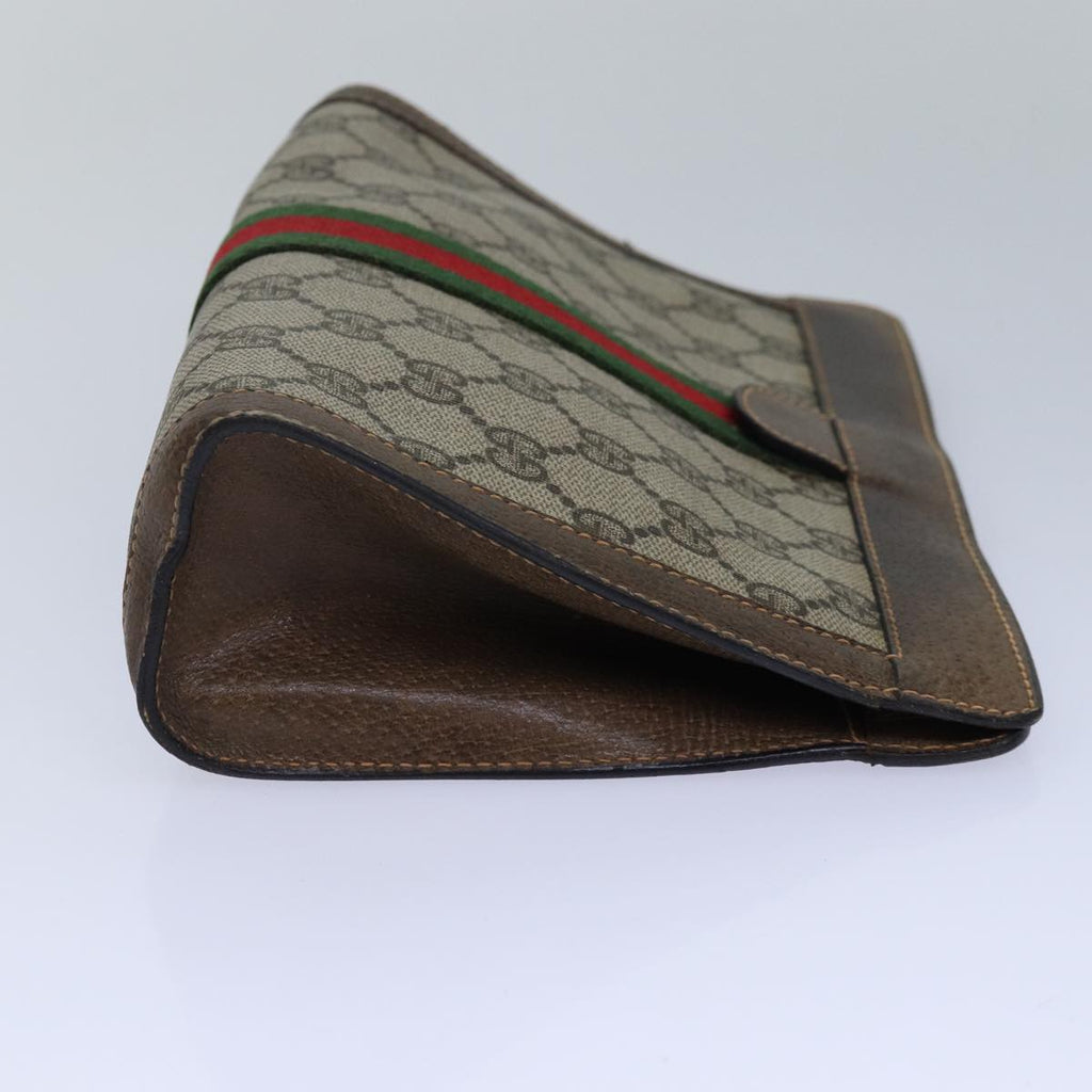 GUCCI GG Supreme Web Sherry Line Clutch Bag PVC Beige Red 84 01 001 th5211