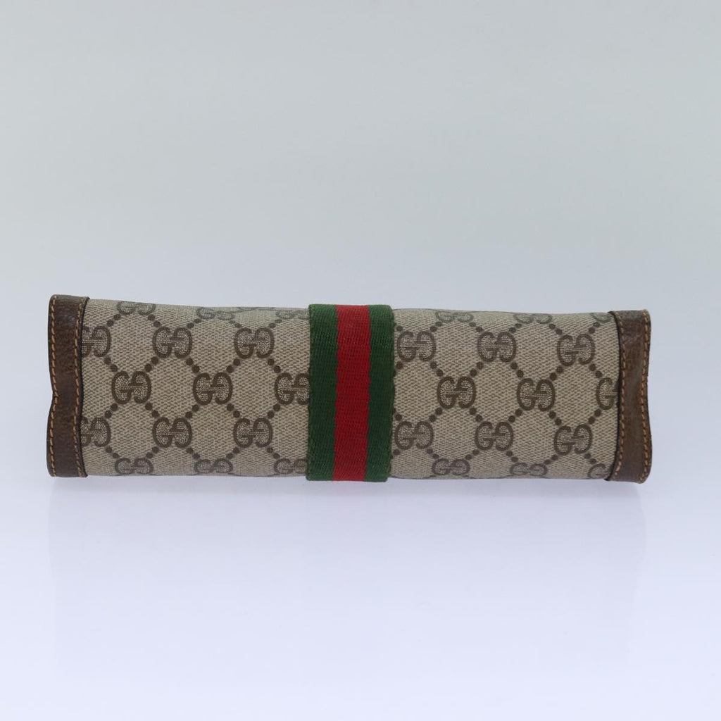 GUCCI GG Supreme Web Sherry Line Clutch Bag PVC Beige Red 84 01 001 th5211