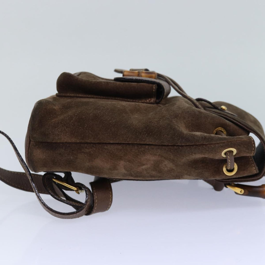 GUCCI Bamboo Backpack Suede Brown Gold 003 2058 0030 th5215